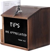 Boîte à suggestions Mercadome® - Boîte à suggestions - Boîte à dons - Urne électorale - Bois de pin - Surface du tableau - Serrure incluse - Marron - 21x16,5x20 cm