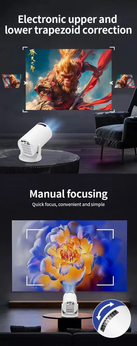 Mini beamer - Projector - Beamerscherm - Projectiescherm - Outdoor & Indoor Projector -