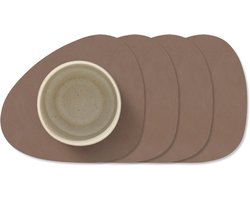 LIND DNA Onderzetters Nupo - Leer - Truffle - 13 x 11 cm - 4 Stuks