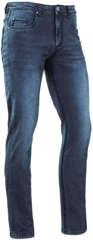 Donkerblauwe stretch jeans van Brams Paris met een casual pasvorm en subtiele wassing.