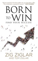 Boek 'Born to Win' met de titel in grote letters. Een pijl omhoog gevormd door een menigte mensen, met kleine figuren eromheen.