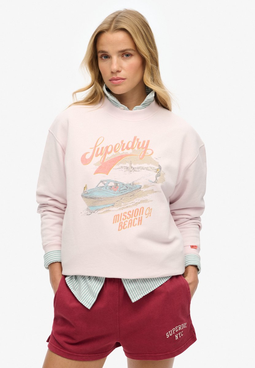 Superdry Ruim Souvenir sweatshirt met grafische print en ronde hals Dames Truien Roze