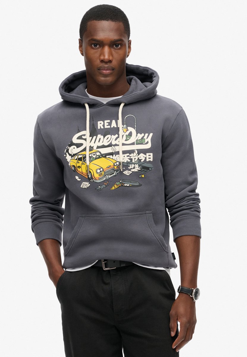 Superdry Hoodie met New York Vintage Logo en print Heren Hoodies Marineblauw