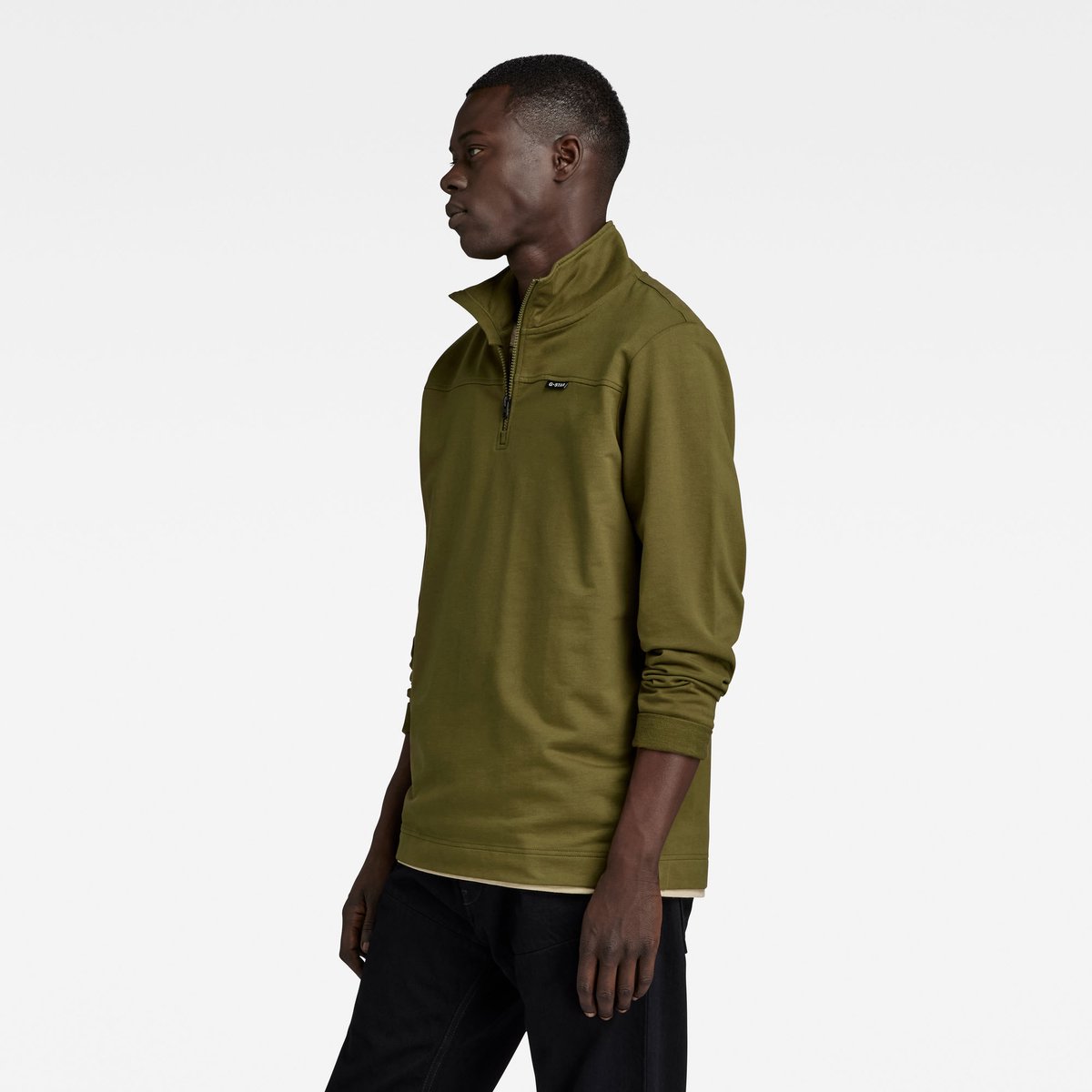 G-Star Half zip tweeter Heren T-shirts Olijf