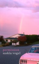 Boekcover met roze auto en regenboog in paarse lucht. Titel: permission saskia vogel.