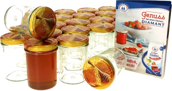 Set van 25 bekers 230 ml HIGH Carino To 66 deksel met honingraat incl. Diamant Gelierzauber receptenboekje