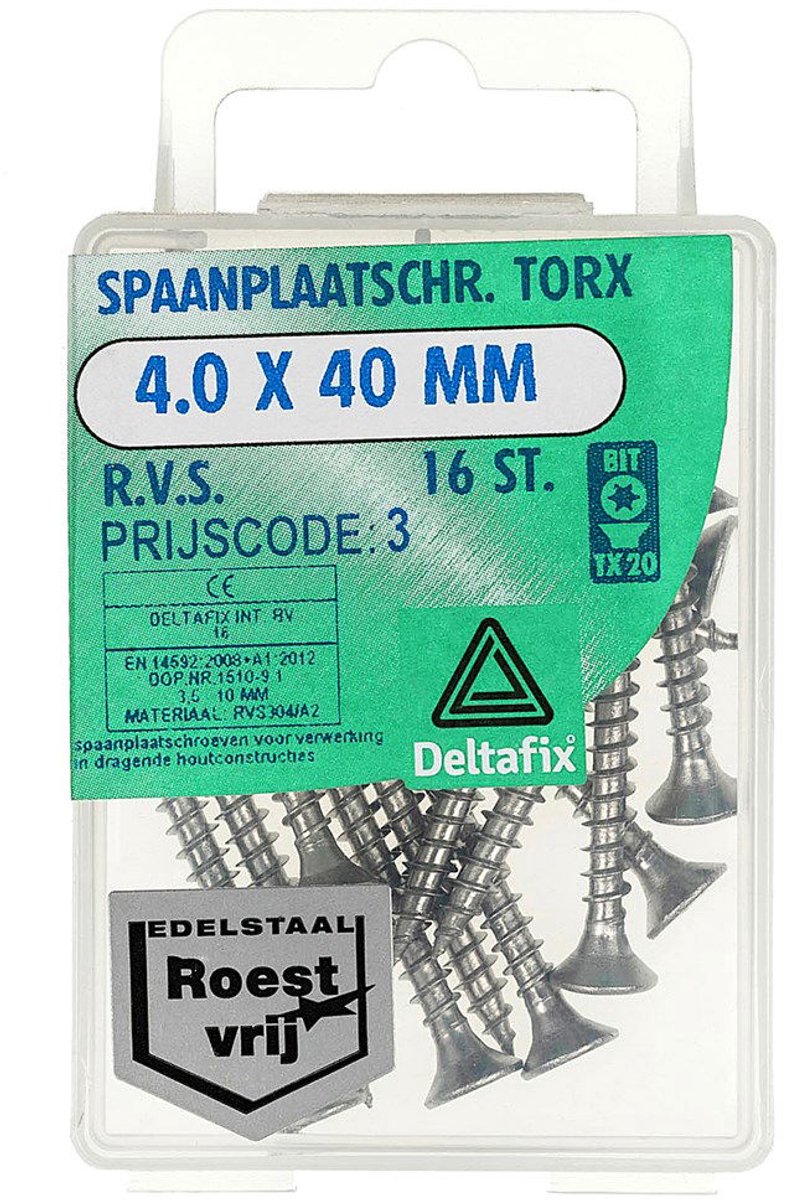 Sp.pl.schr.torx 3,0x25mm rvs 100st Deltafix
