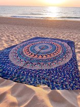 Bol.com XXL strandlaken - 240 x 210 - Petrol/turquoise/blauw/oranje - Mandala strandkleed - Ibiza kleed - wandkleed - dunne zome... aanbieding
