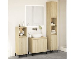 3-delige Badkamermeubelset bewerkt hout sonoma eikenkleurig