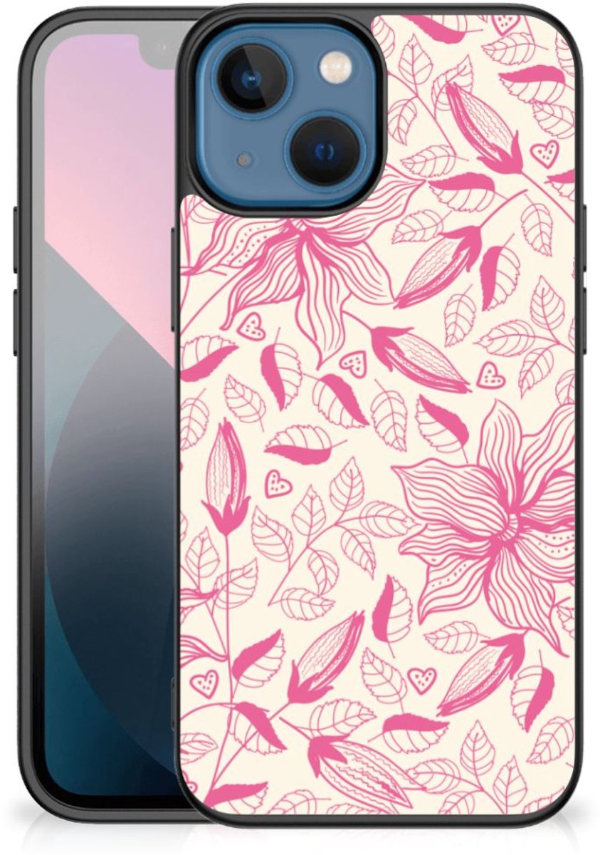 Apple iPhone 13 mini Bloemen Hoesje Pink Flowers