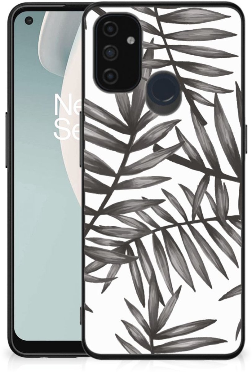 OnePlus Nord N100 Bloemen Hoesje Leaves Grey
