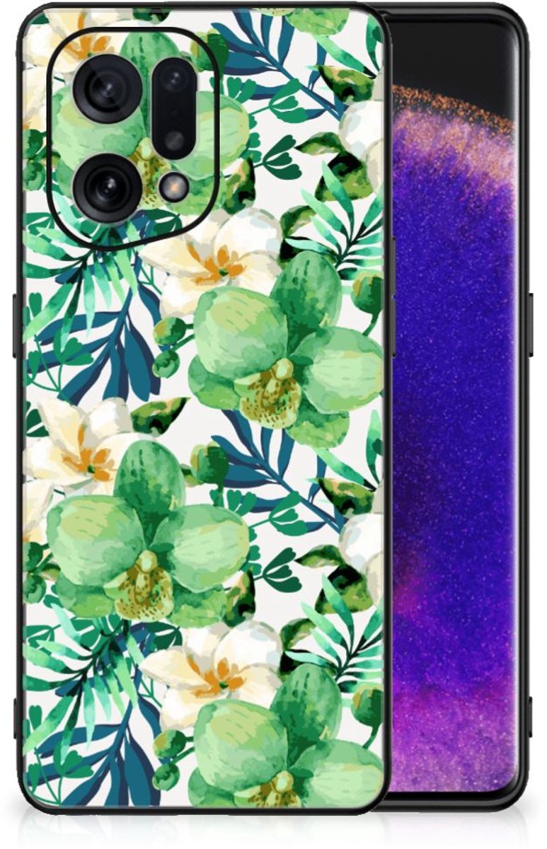 OPPO Find X5 Bloemen Hoesje Orchidee Groen