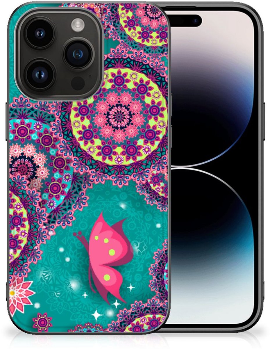 iPhone 15 Pro Leuk Telefoonhoesje Cirkels en Vlinders