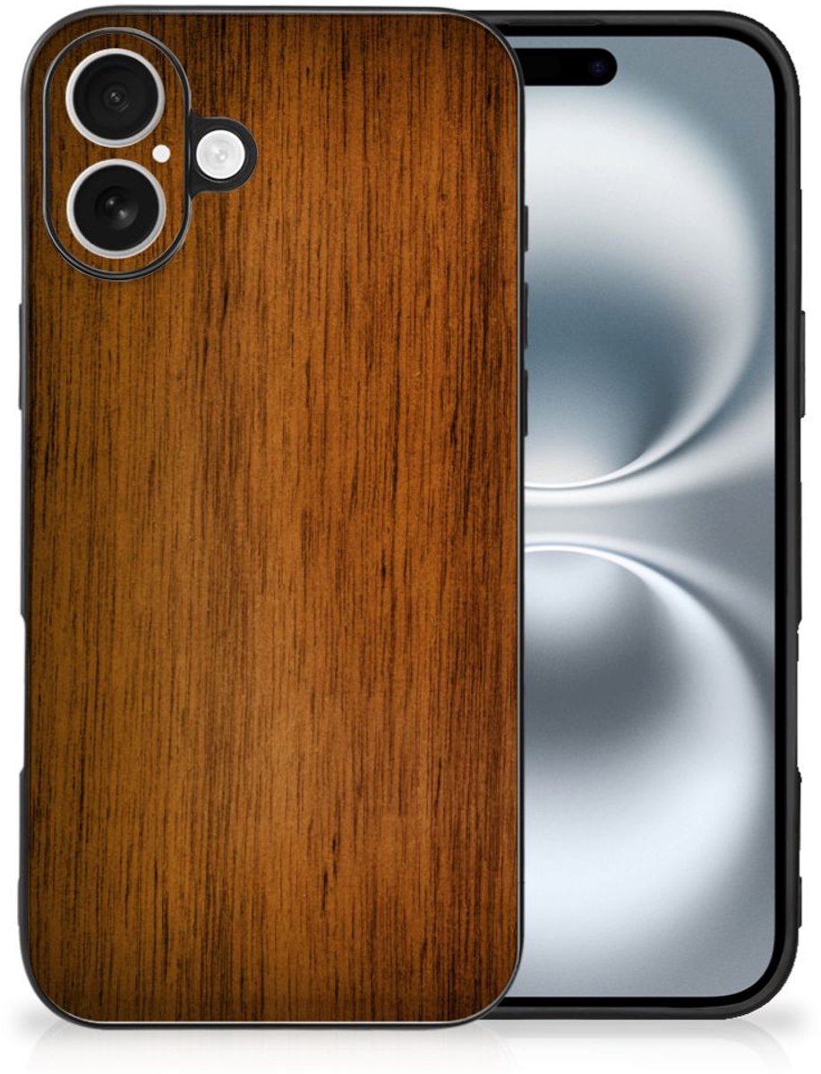 iPhone 16 Houten Print Telefoonhoesje Donker Hout