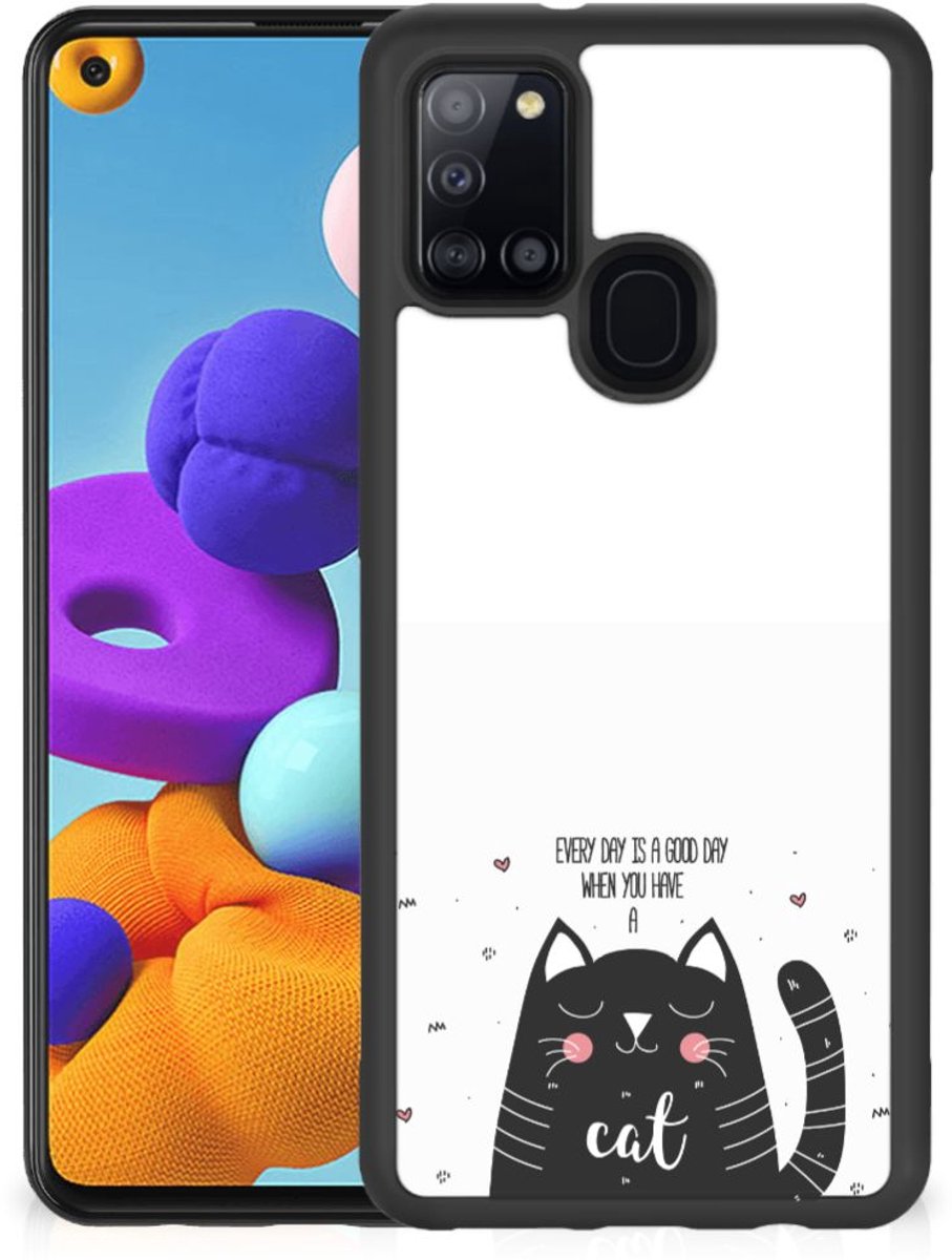 Samsung Galaxy A21s Bumper Hoesje Cat Good Day