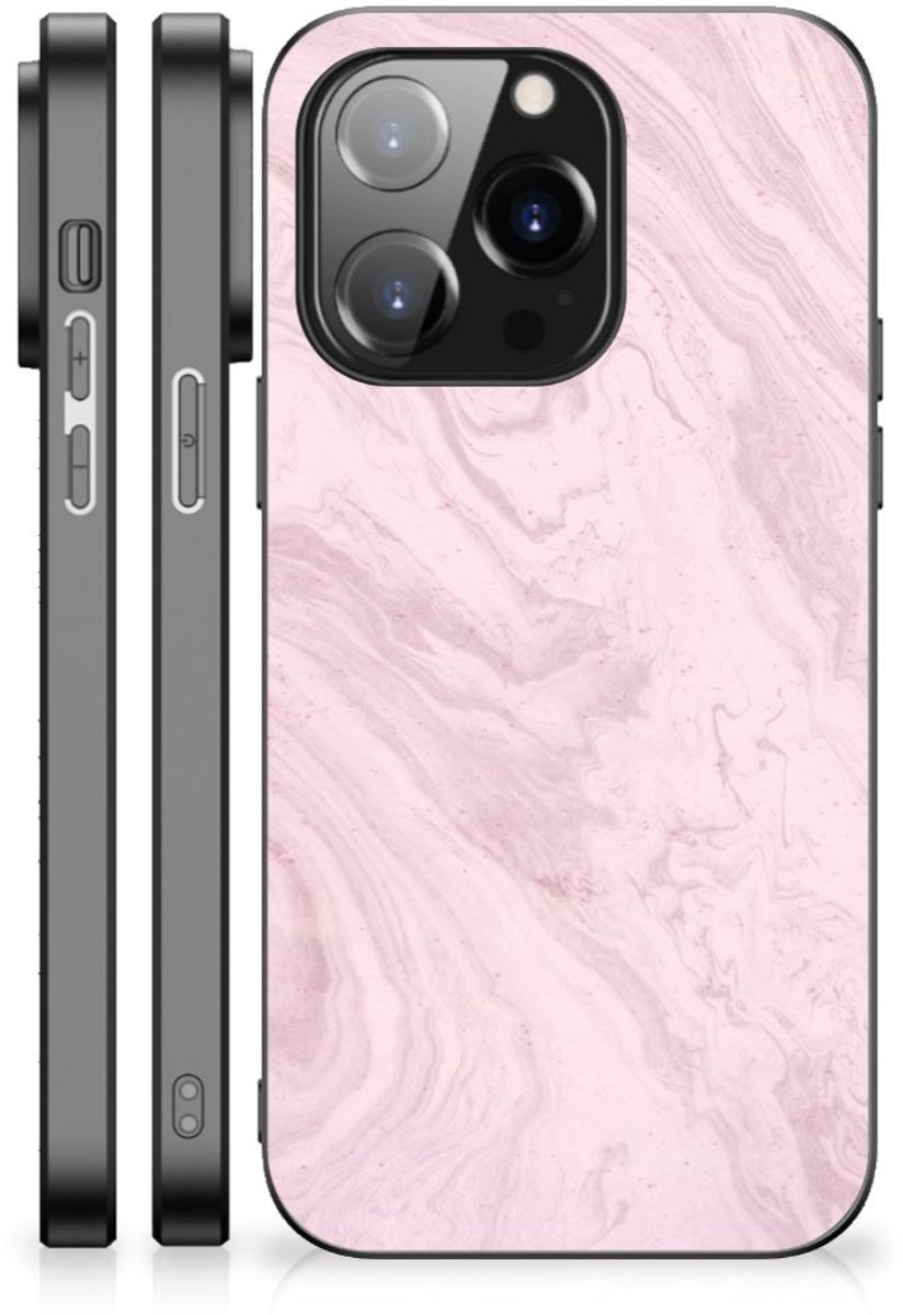 iPhone 14 Pro Marmeren Print Telefoonhoesje Marble Pink - Origineel Cadeau Vriendin
