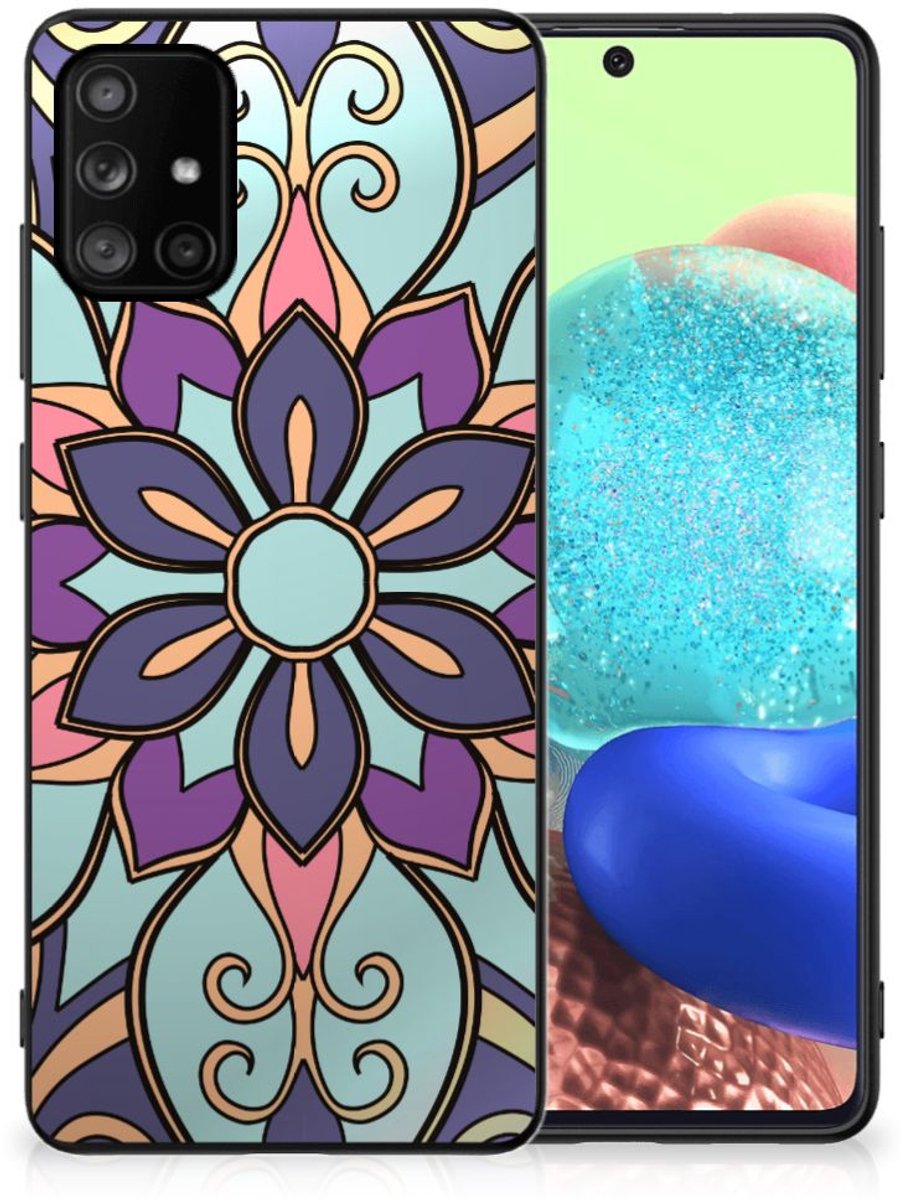 Samsung Galaxy A71 Bloemen Hoesje Purple Flower