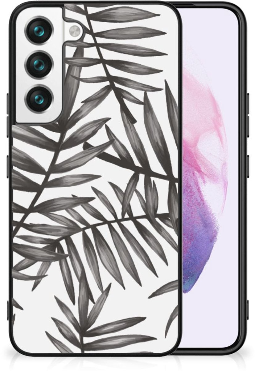 Samsung Galaxy S22 Bloemen Hoesje Leaves Grey