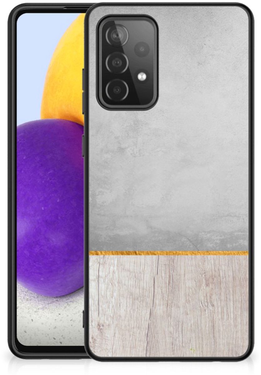 Samsung Galaxy A72 (5G/4G) Houten Print Telefoonhoesje Wood Concrete