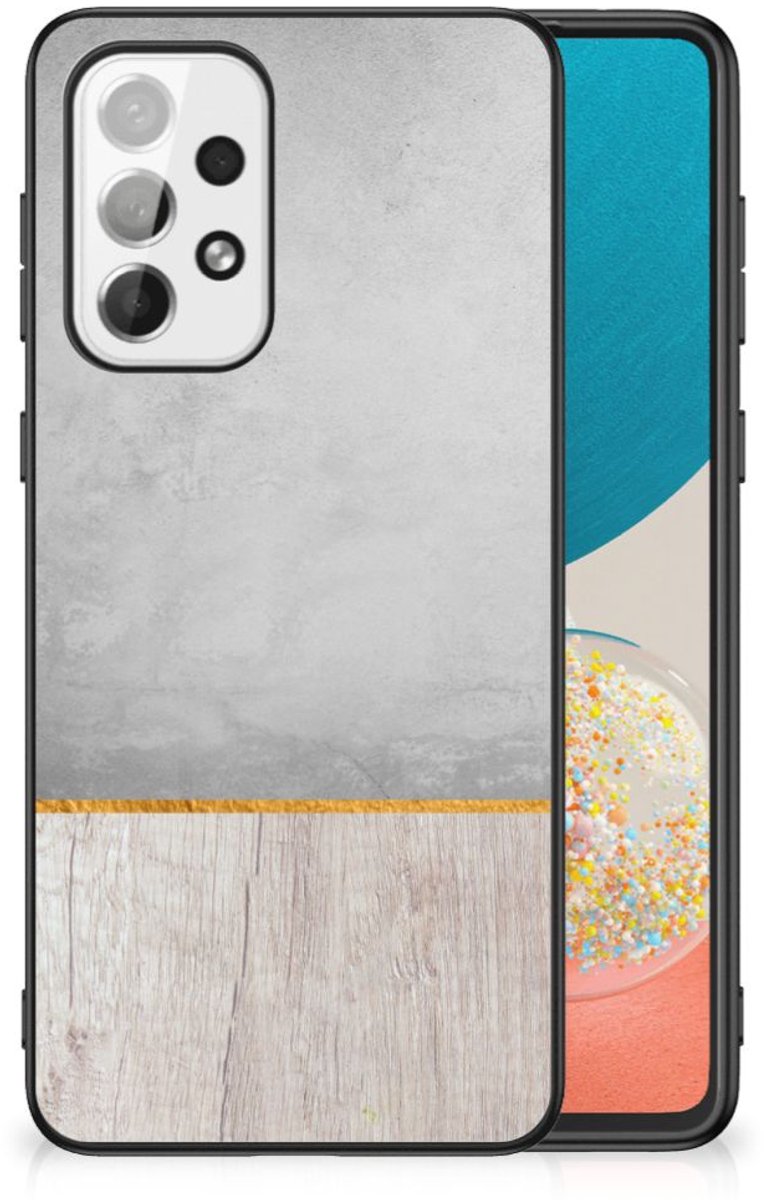 Samsung Galaxy A73 Houten Print Telefoonhoesje Wood Concrete