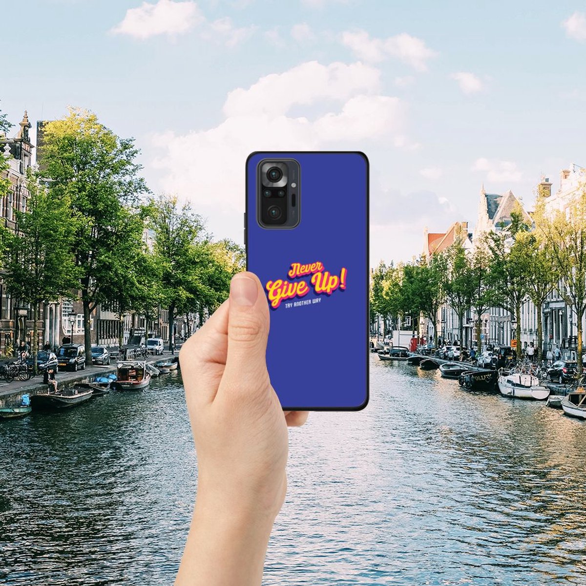 Xiaomi Redmi Note 10 Pro Telefoon Hoesje met tekst Never Give Up