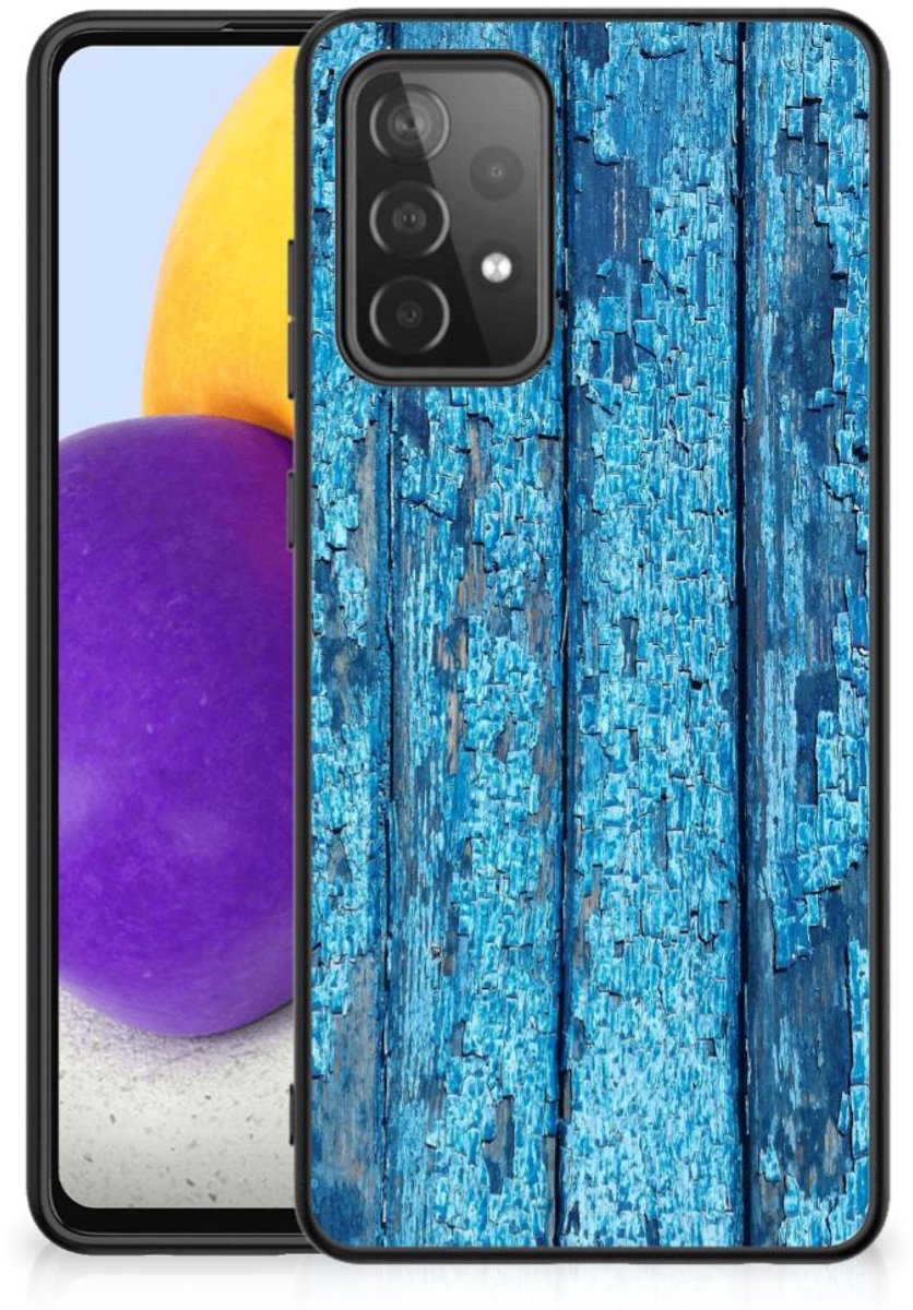 Samsung Galaxy A72 (5G/4G) Houten Print Telefoonhoesje Wood Blue