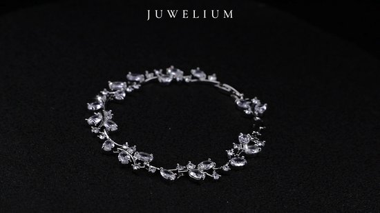 Coffret cadeau Bracelet Juwelium + Flowerbox et Ourson Rose | Bracelet de mariée de Luxe avec zircone | Cadeau Perfect pour femme, petite amie, mère, fille