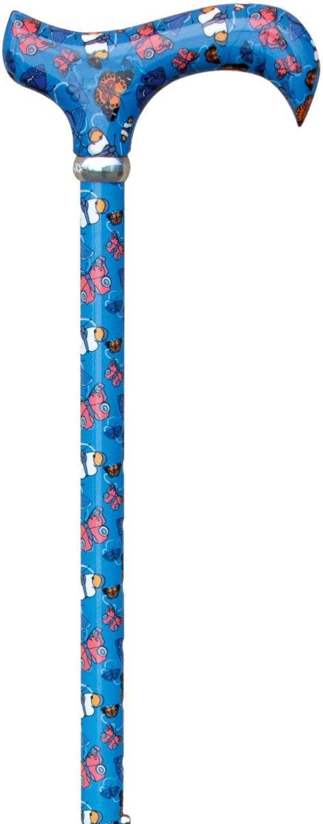 Classic Canes Wandelstok verstelbaar - Vlinders - Verstelbaar - Lengte 73 tot 95 cm - Aluminium - Derby handvat - Gewicht 265 gram - Diameter wandelstok 16 mm - Wandelstokken - Voor heren en dames - Uitschuifbare wandelstok