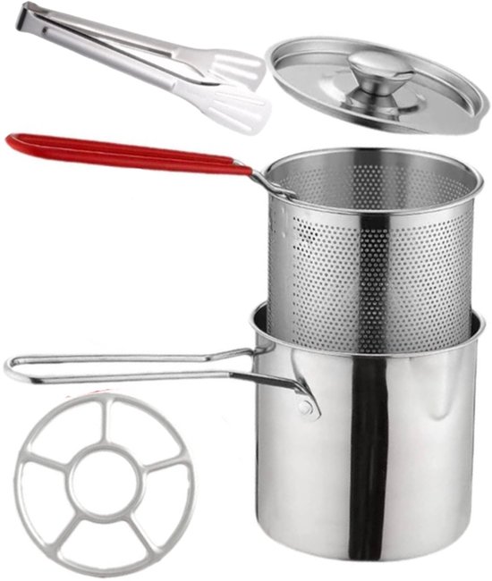RVS Frituurpan | 7-Delige Draagbare Roestvrijstalen Kookset | 1,2 Liter