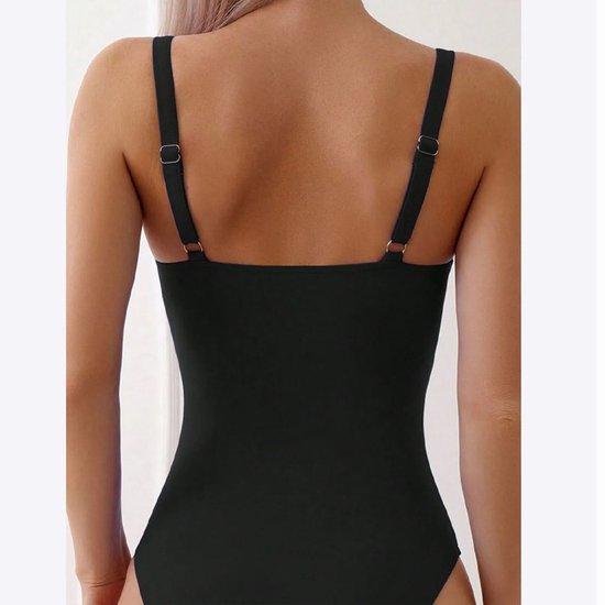Maillot de bain élégant - Ouverture en V- Maillots de bain femme - Dos nu - Zwart - Bikini