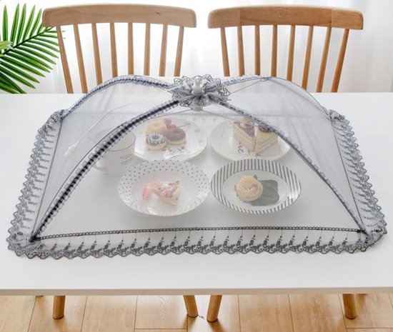 1 stuk - Premium mesh voedselhoes - Picknick mesh voedselhoes - Pop-up mesh voedselhoes - Herbruikbaar - Opvouwbaar - Voorkomt vliegen en insecten - Grijs - 70*50 cm - Geschikt voor kamperen in de buitenlucht, picknicks en feestjes — afbeelding 4