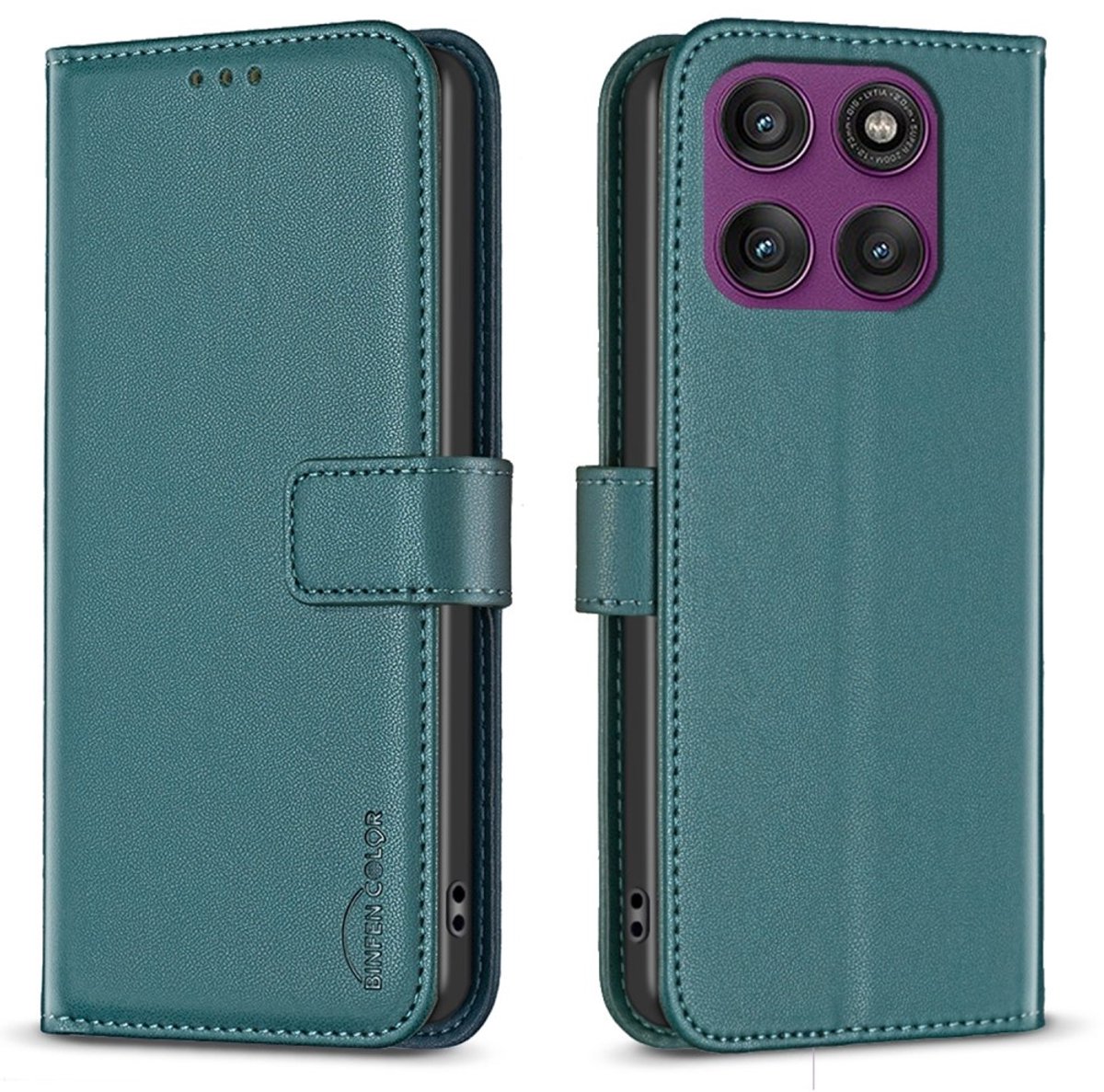 BINFEN Hoesje - Geschikt voor Motorola Edge 60 Pro Hoesje - BINFEN Book Case - Groen