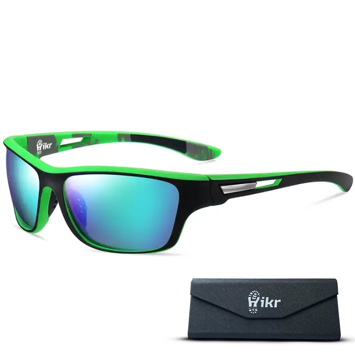 Hikr Zonnebril – Gepolariseerde Sportbril met UV400 Bescherming – Heren & Dames – Fietsen, Wandelen, Werk, Zwemmen & Wintersport – Fietsbril, Wielrennen & Sport – Groen