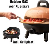 Pizzaoven 2 in 1. Voor grote pizza’s met originele chamotte pizza stenen en keramische koepel. Met de bijgeleverde grillplaat is het ook een perfecte grill. INTRODUCTIE AANBIEDING: incl. gratis een gasslang, een Infra-rood therm. en een pizza-schep