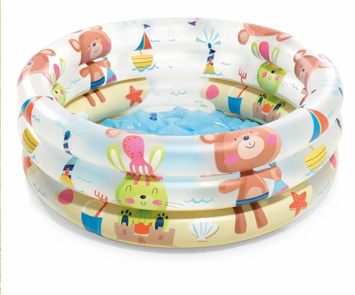 Intex Dino Buddies 3-Ring Baby Opblaaszwembad - ⌀ 61 x 22 cm