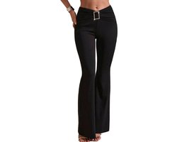 Flared Pantalon Dames - Broek - Zwart - Chique - Legging - Stretch - Pak - Elegant