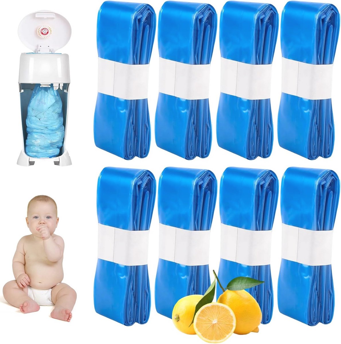 Image of 8-delige navulverpakking voor luieremmers - compatibel met Litter Locker en Angelcare