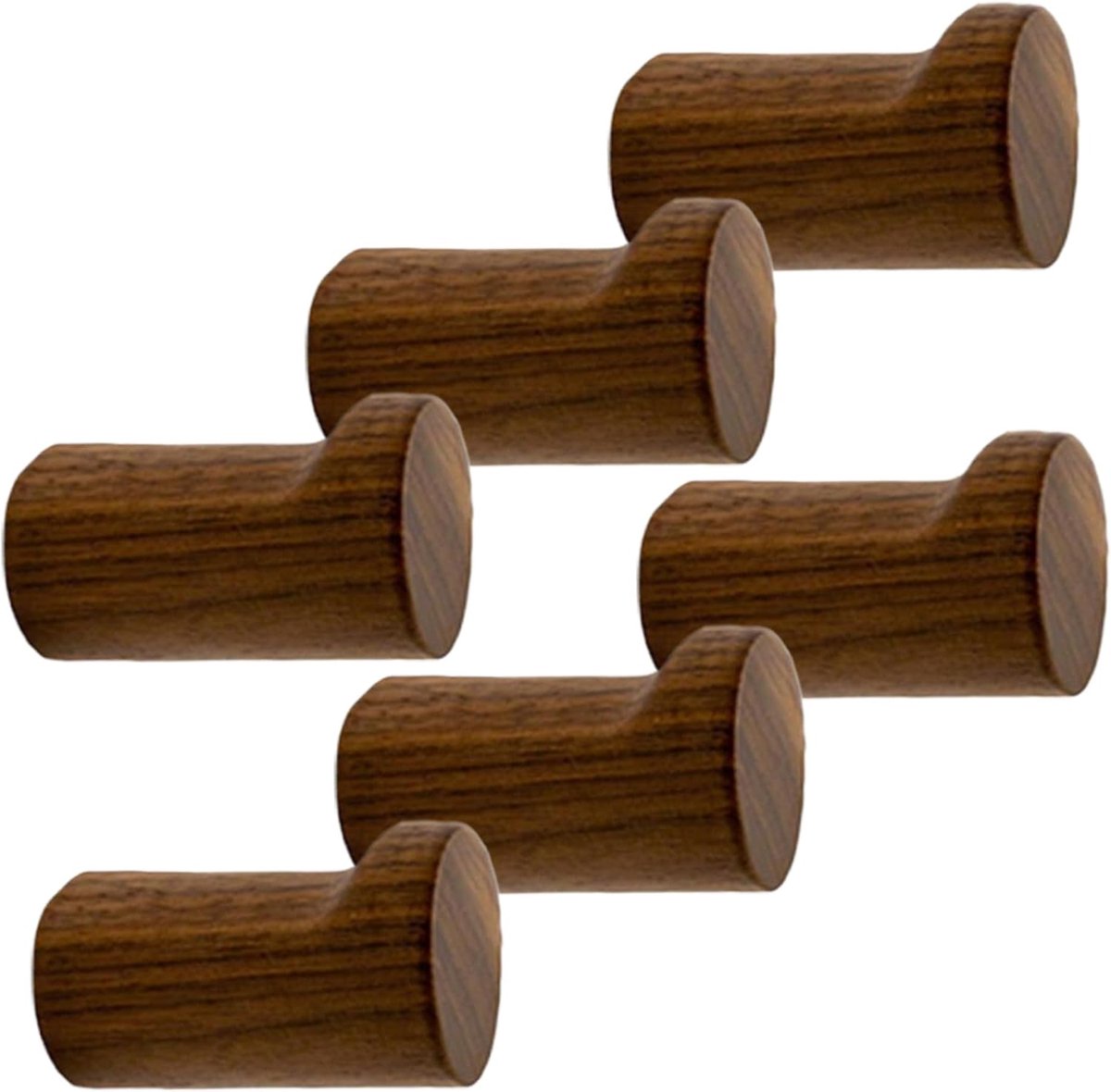 6 stuks - 3,5*3,5*5 cm - haak - houten wandhaken - aan de muur te bevestigen houten haken - stevige kledinghaak - decoratieve handdoekhaak - voor handdoeken, hoeden en decoratieve kleding - woonaccessoires - bruin