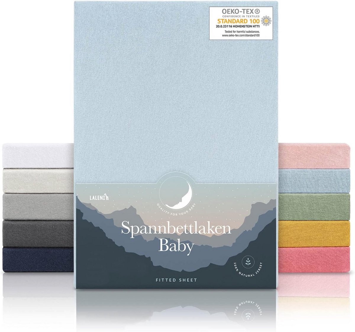 Image of 3-pack Ademend Hoeslaken voor Babybedden - 100% Katoen, 70x140 cm - Lichtblauw