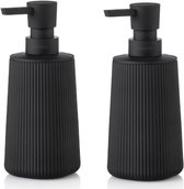 BUDDLEY Zeepdispenser - SET van 2 Zeepdispensers - Zeeppompjes - Zeeppomp - Zeeppompje vrijstaand - Zeepdispenser Zwart - Keuken - Badkamer - Zeep pompje - Toilet - Zeep Dispenser - Zeepdispensers