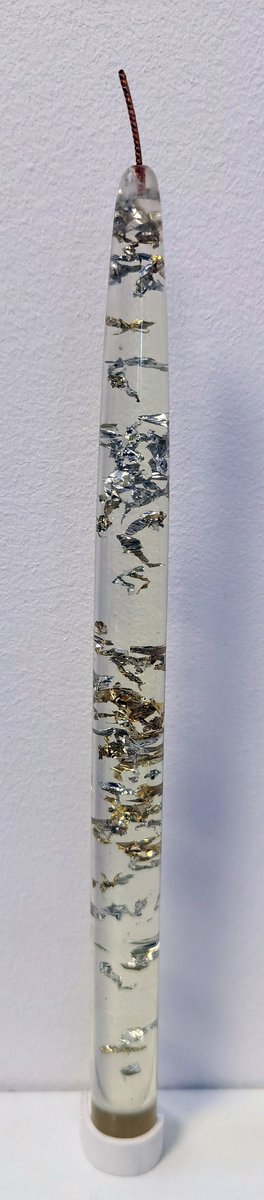 Kaars - Acryl - Decoratie - Zilver - Goud - Vlokken - Sierkaars - Sjiek - 25xØ2cm