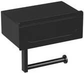 Porte-rouleau de papier toilette avec étagère - Autocollant - Porte-rouleau de Papier toilette - Plateau - Sans Embouts - Porte-rouleau de papier toilette avec tiroir - Zwart