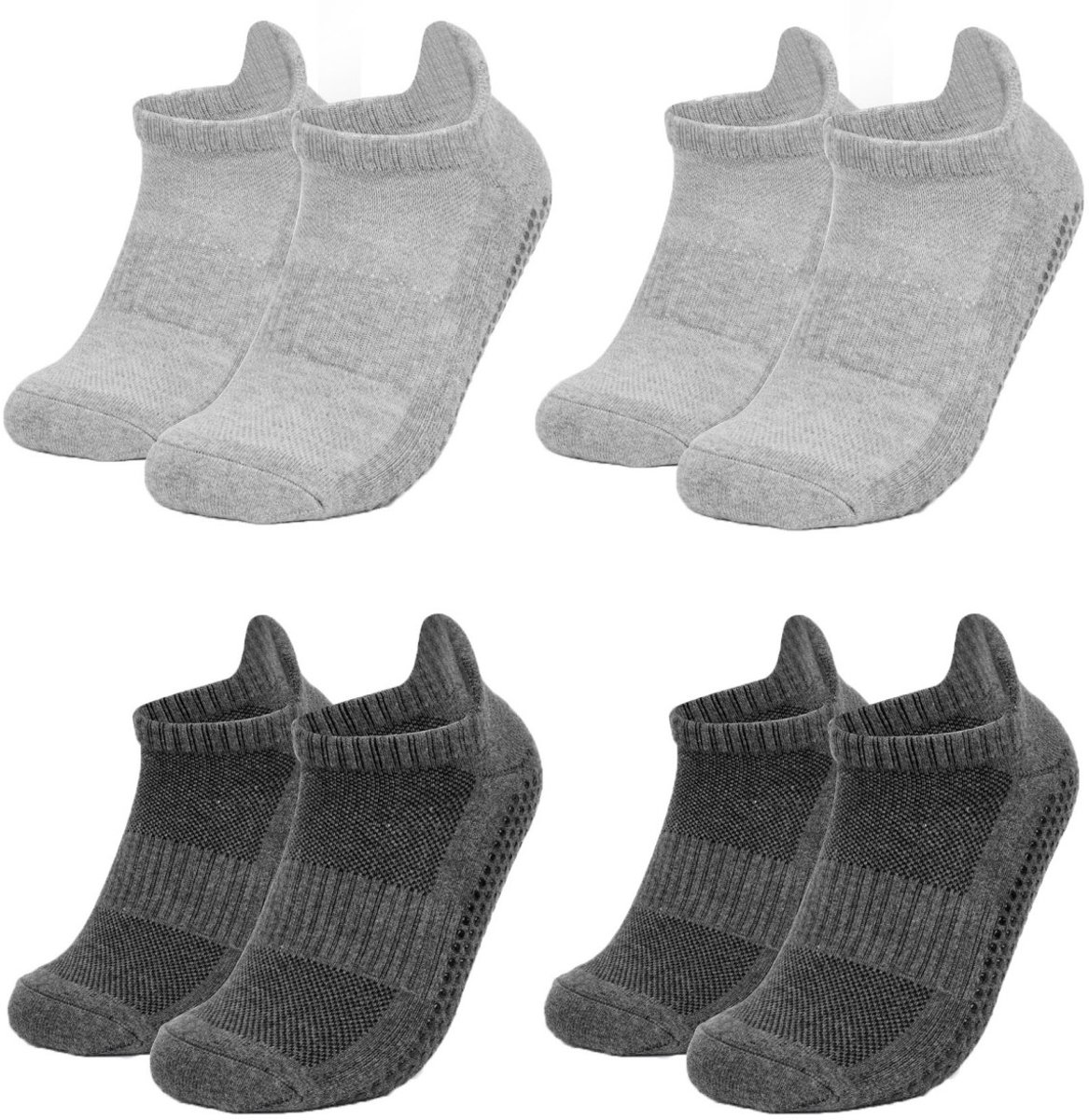 4 paar antislip yogasokken - badstof katoenen sokken - verdikte zweetabsorberende en anti-geur sokken - met antislipfunctie - geschikt voor Pilates, ballet, ballet, op blote voeten, ziekenhuis antislipsokken - unisex (S, 35-38)