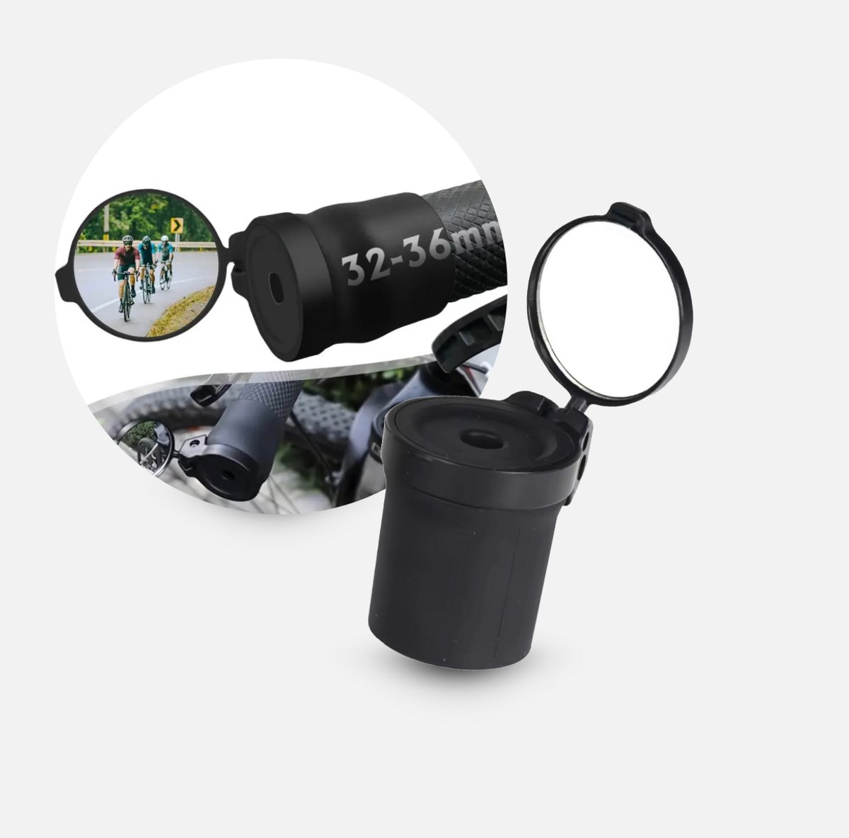 Mainius Verstelbare Mini Fietsspiegel - stuur 32-36mm - e-bike - zwart