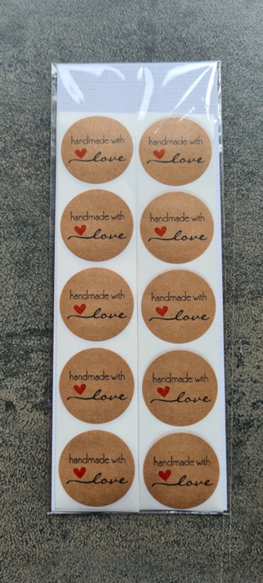 50x Handmade With Love sticker - handgemaakt - sluitzegel - zelf maken - leuk inpakken