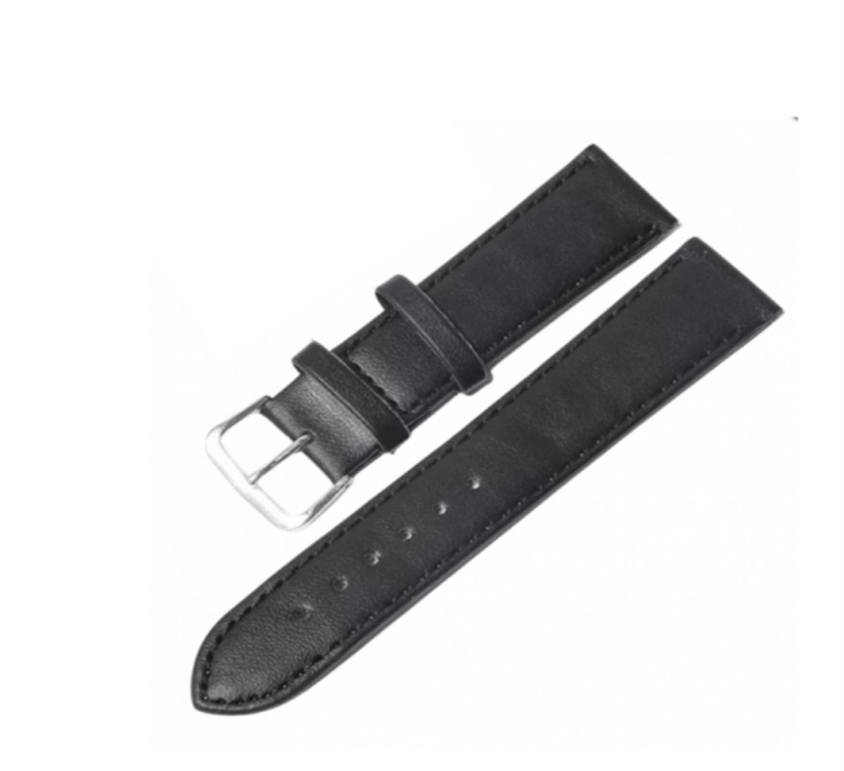 Zwart -lederen -horlogebandje- 12 mm - Charme Bijoux