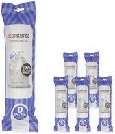 Brabantia PerfectFit sac poubelle avec fermeture code D, 15-20 litres, 6 rouleaux x 20 pcs - White