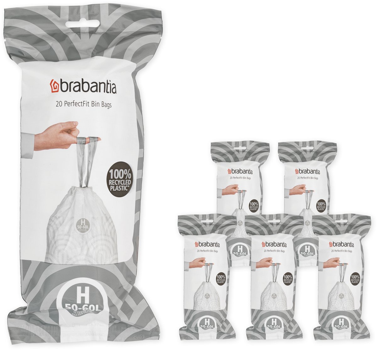 Goedkoopste Brabantia PerfectFit Vuilniszakken - 50/60 l - Code H - 6 rollen x 20 stuks