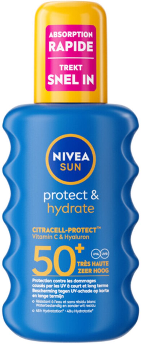 NIVEA Sun Protect & Hydrate Zonnespray SPF 50+ - 3 x 200 ml - Voordeelverpakking