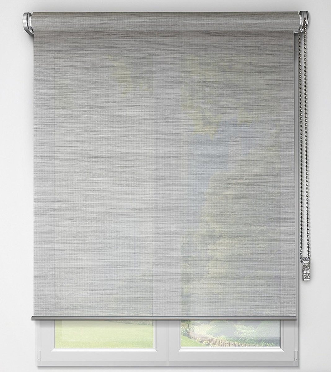 Rolgordijn - lichtdoorlatend zonder doorkijk - gemêleerd grijs - Madécostore - B 62 x H 160 cm.